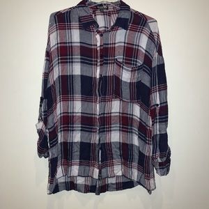 Purple, black, and white flannel